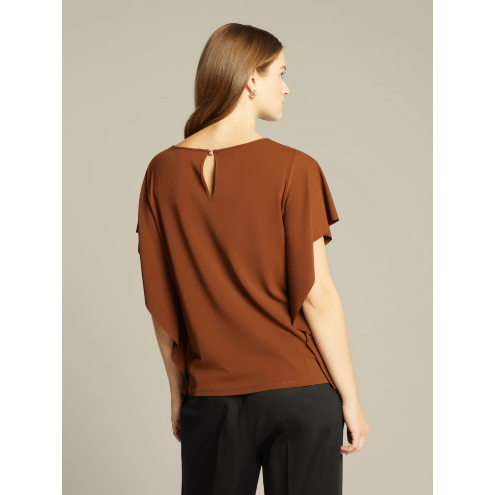 Elena Mirò T-shirt met ruchesmouwen Brown Dames