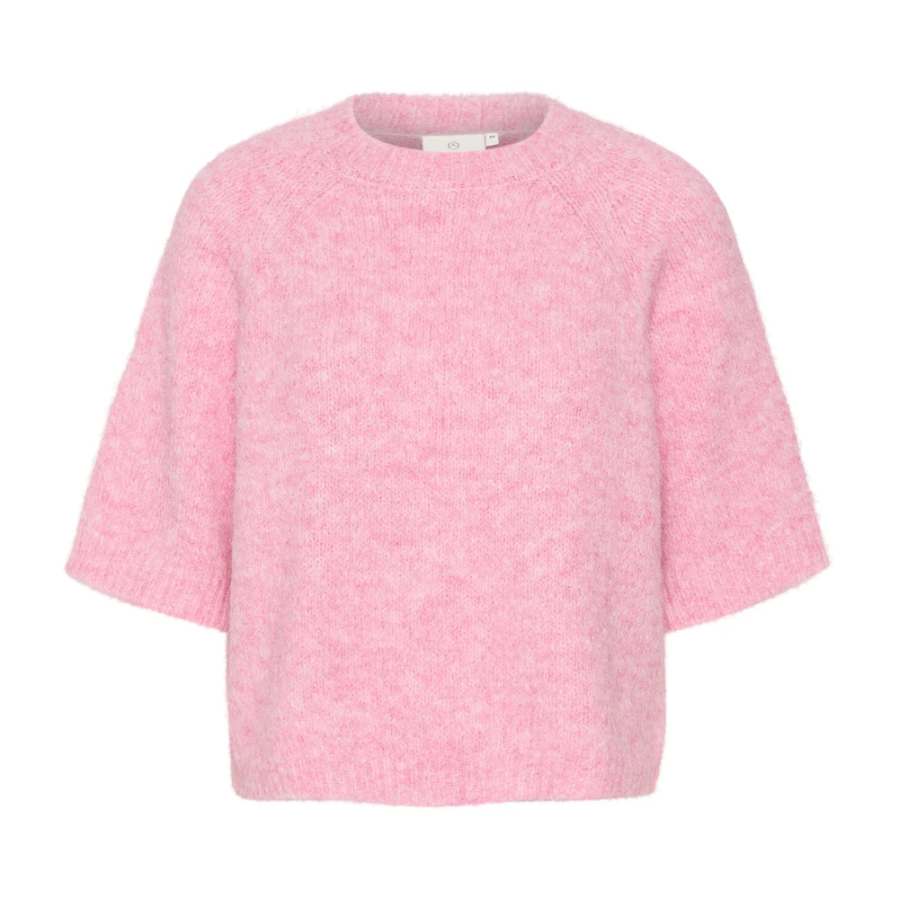 Kaffe Cropped Stickad Pullover Festival Fuchsia Pink, Dam