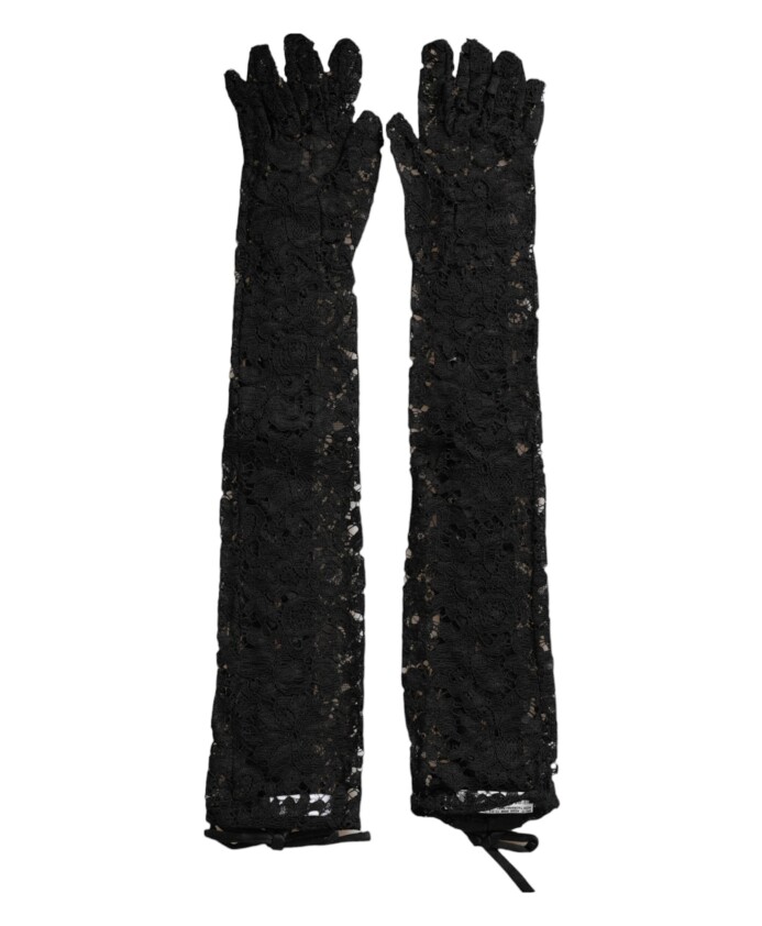 black-lace-elbow-length-gloves