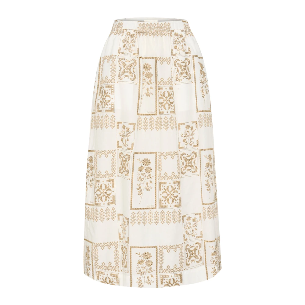 Soaked in Luxury Geborduurde Witte Rok Beige Dames