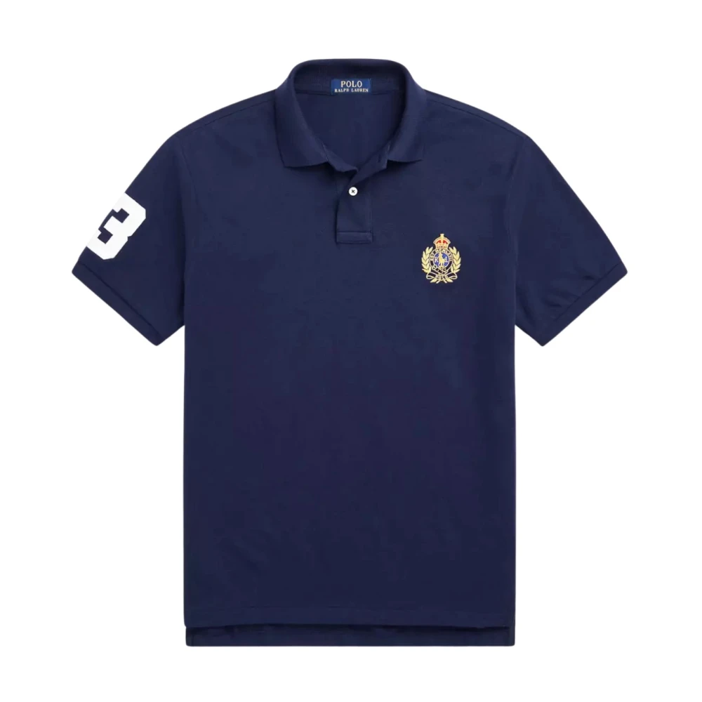 Ralph Lauren Donkerblauw poloshirt Custom Slim Fit Blue Heren
