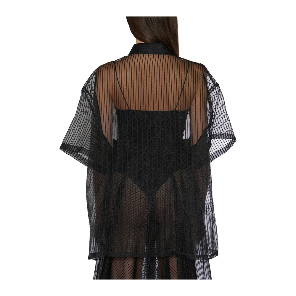 NÜ Denmark Oversized Transparante Blouse Black Dames
