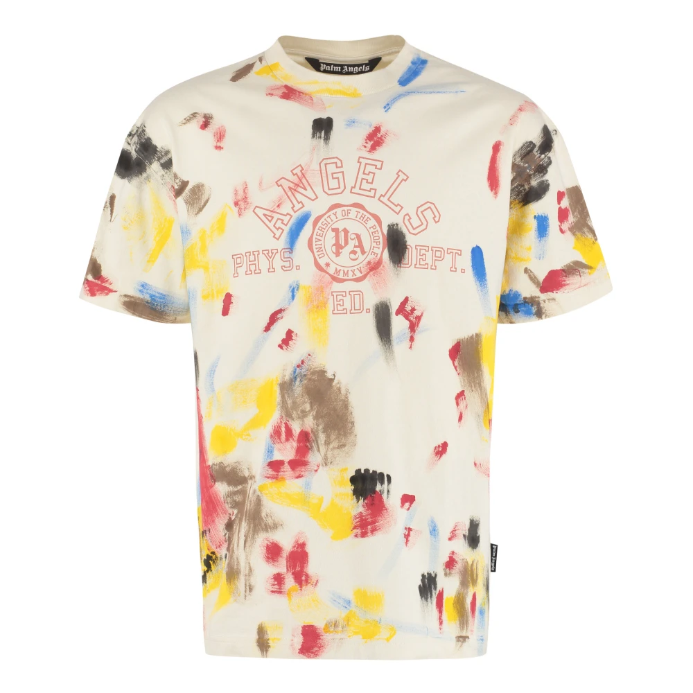 Palm Angels Katoenen T-shirt met Verfeffect Print Multicolor Heren