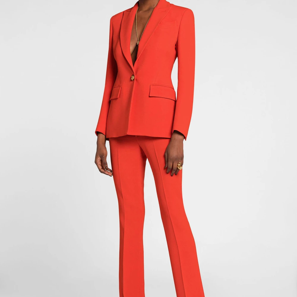 Roberto Cavalli Tiger Tooth Flared Trousers Orange Dames