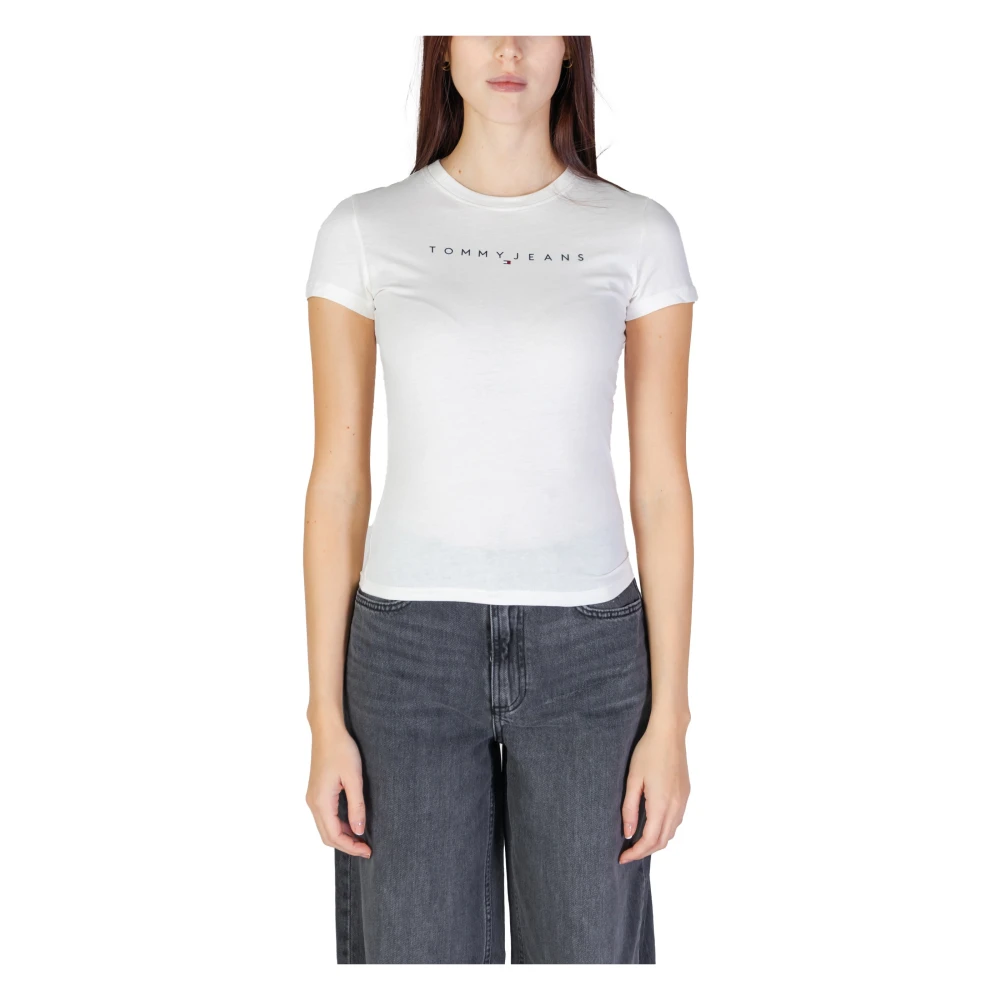 Tommy Jeans Wit Logo Tee Katoenen T-shirt White Dames