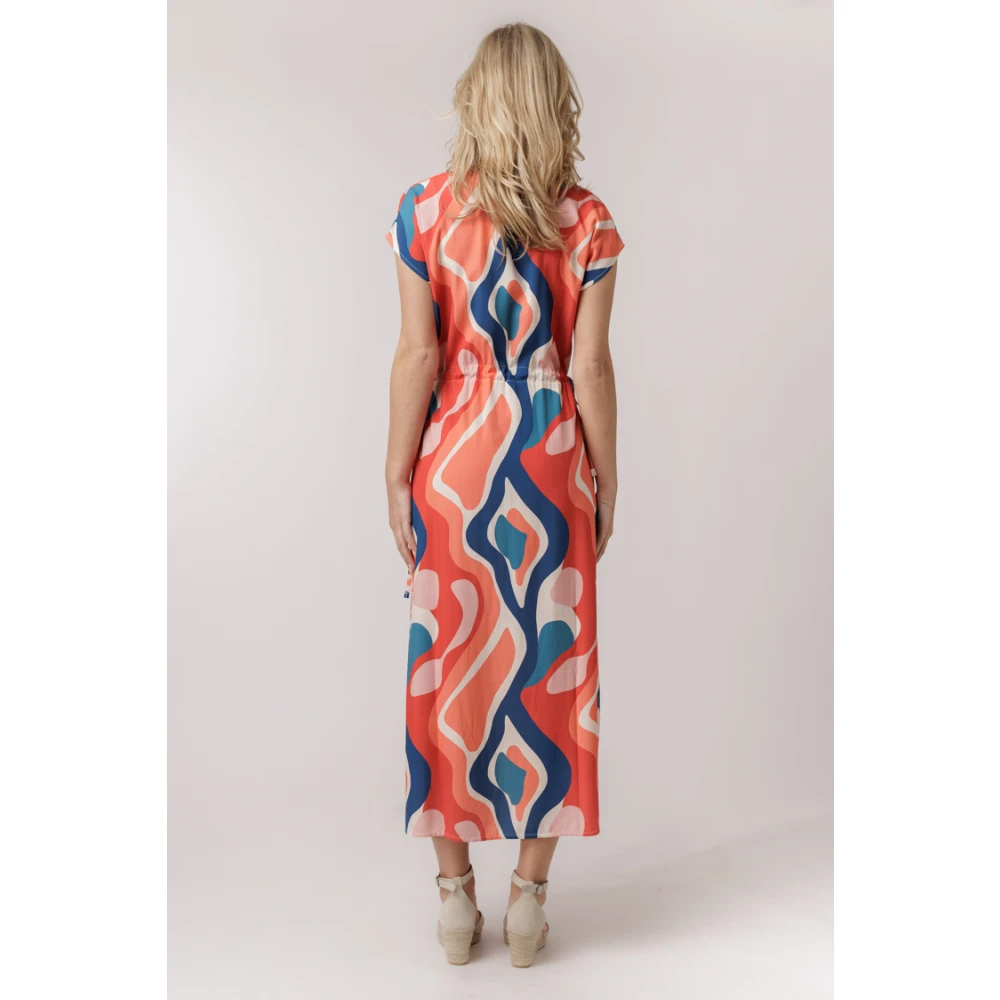 La Fée Maraboutée Zomer V-hals Jurk met Print Multicolor Dames