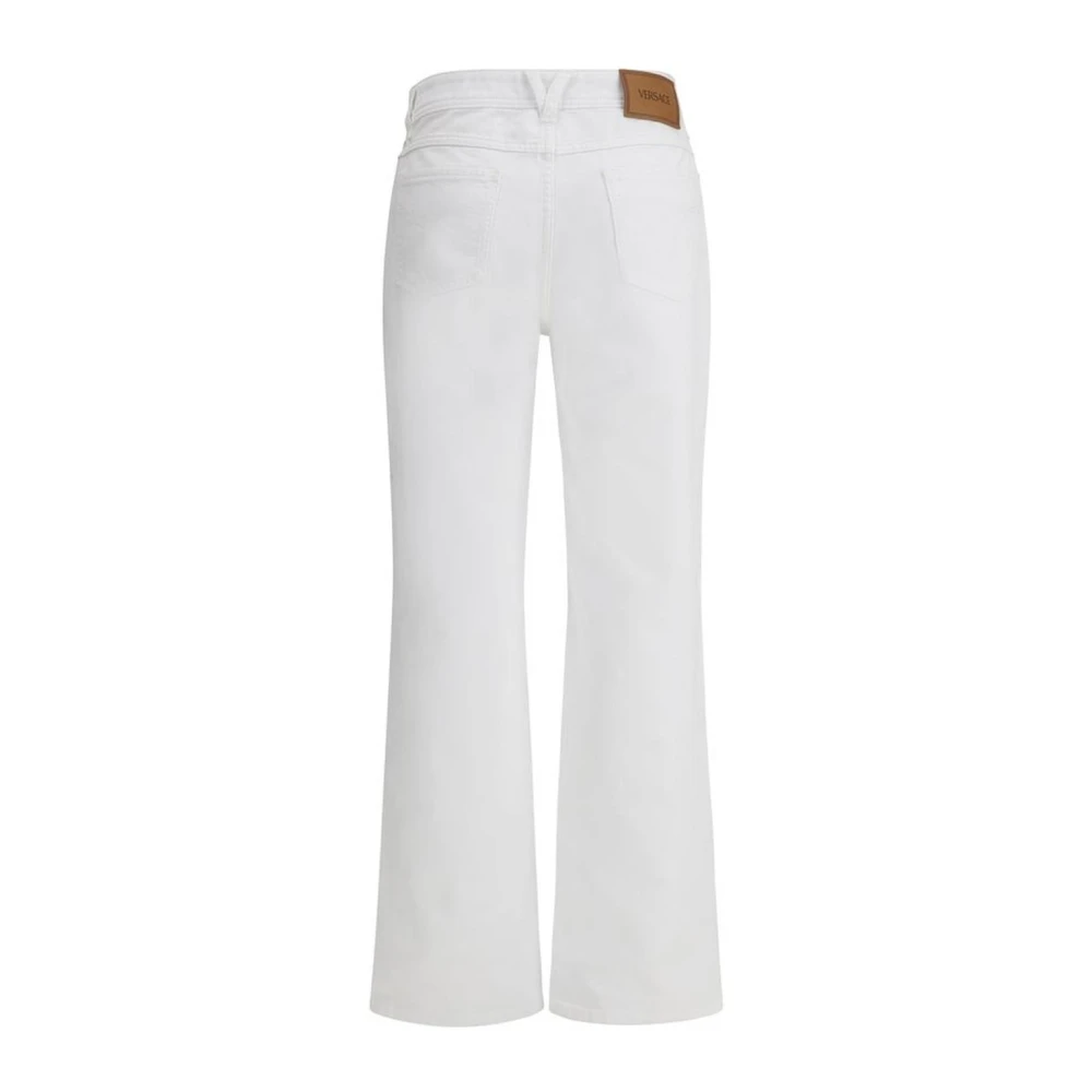 Versace High-Waist Katoenen Jeans met Medusa-details White Dames