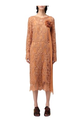 brown-lace-midi-dress-with-flower-detail
