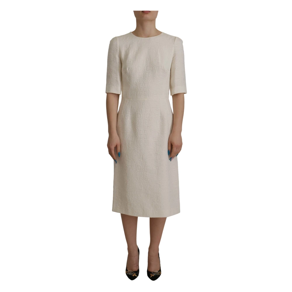 Dolce & Gabbana Women's White Midi Dresses,, Floral Sheath Dress 2XS