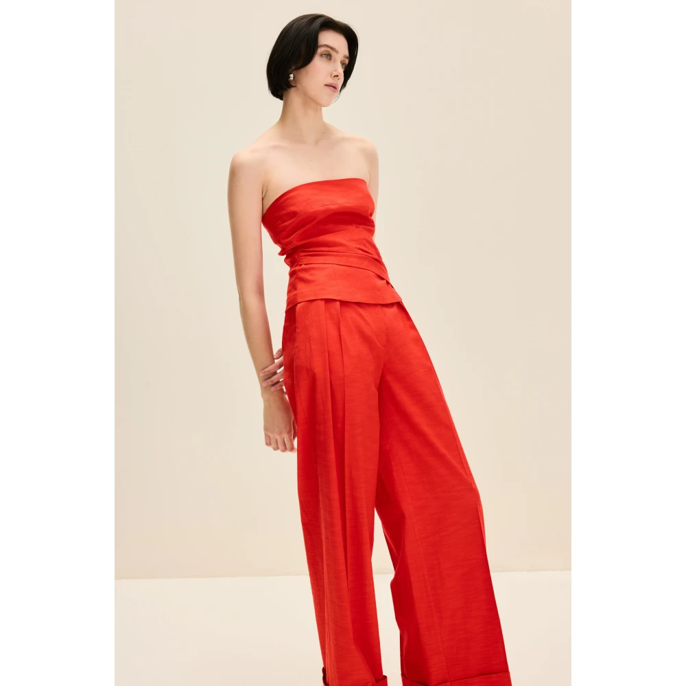 Jaaf Kersenrode Gedrapeerde Detail Korset Top Red Dames