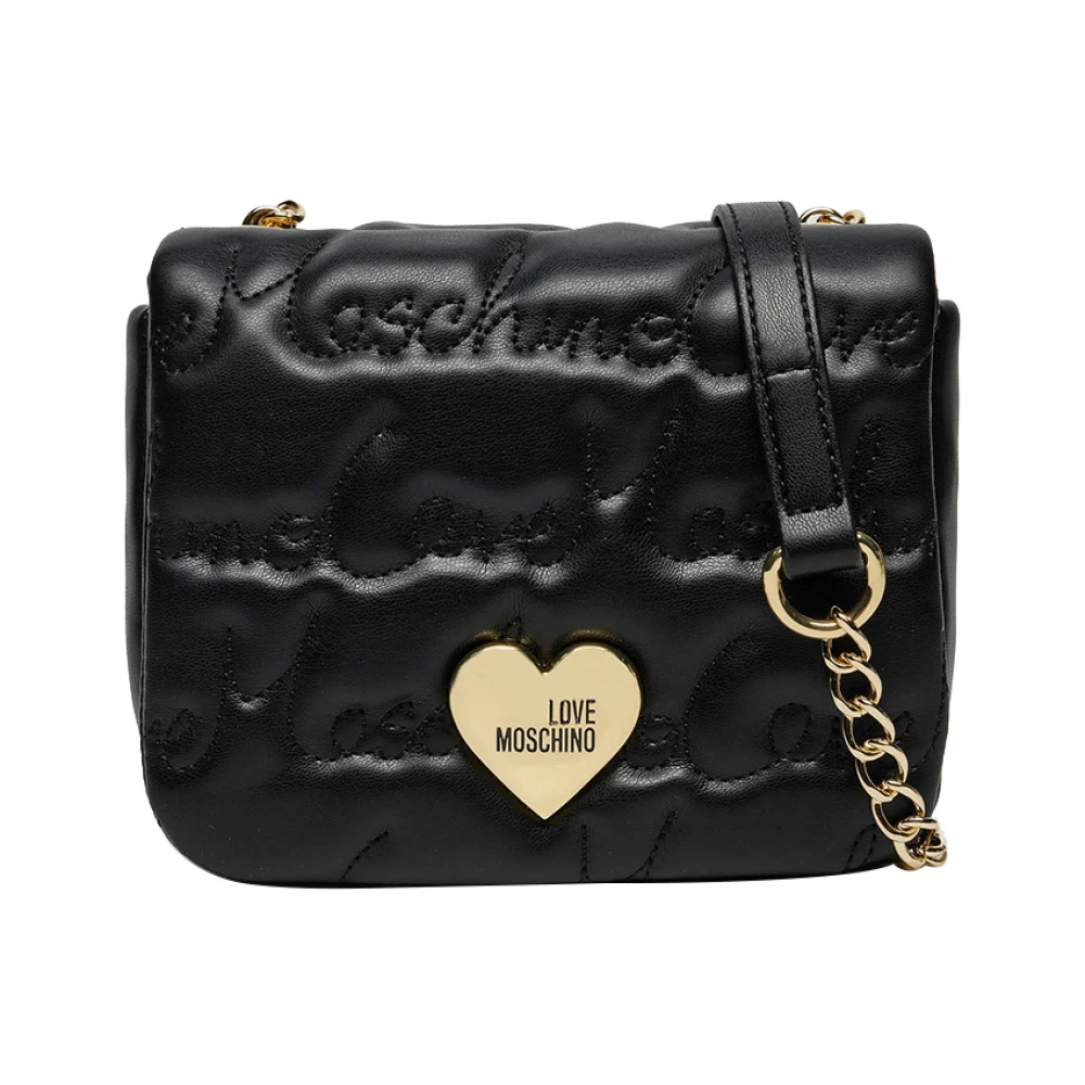 Moschino Zwarte schoudertas met gouden details Black Dames