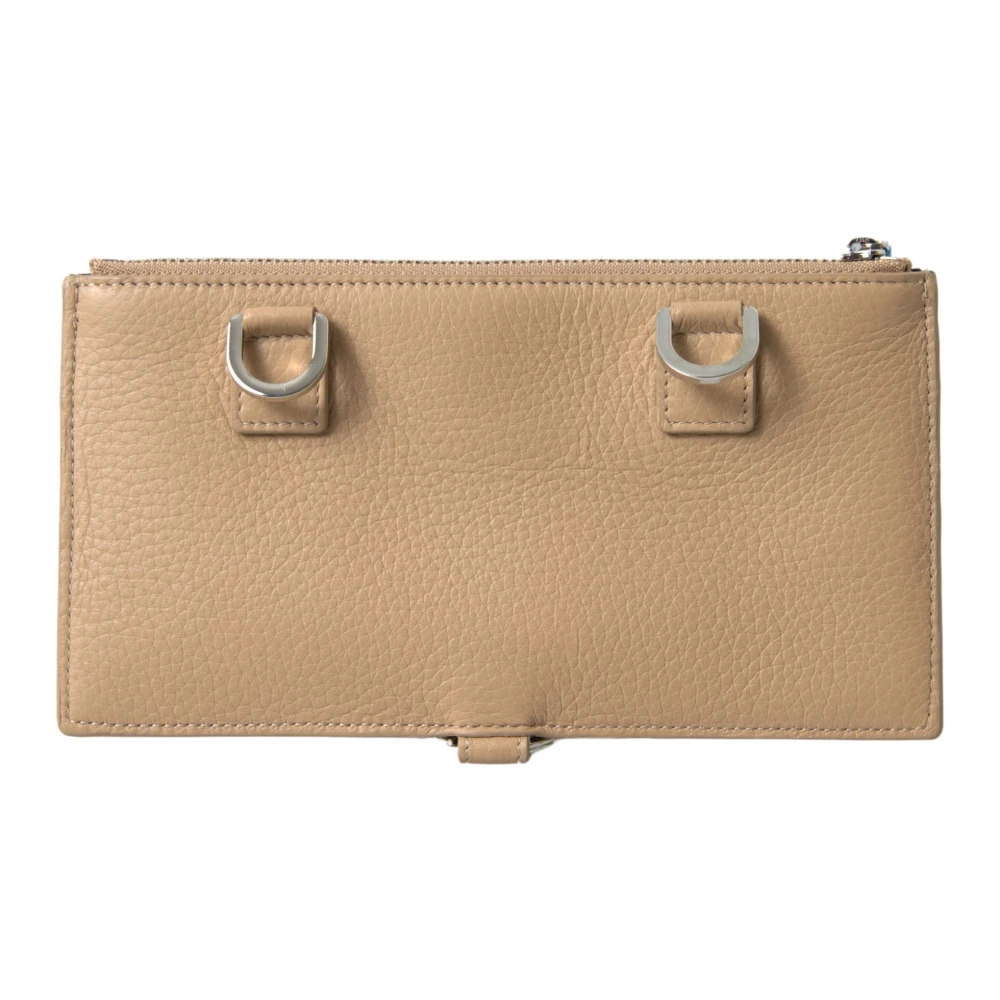 Dolce & Gabbana Elegante Beige Leren Portemonnee met Afneembare Band Beige Dames