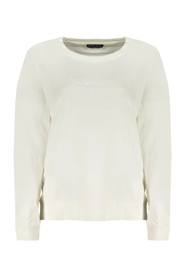 Vit Sweatshirt med Långärmad Logo