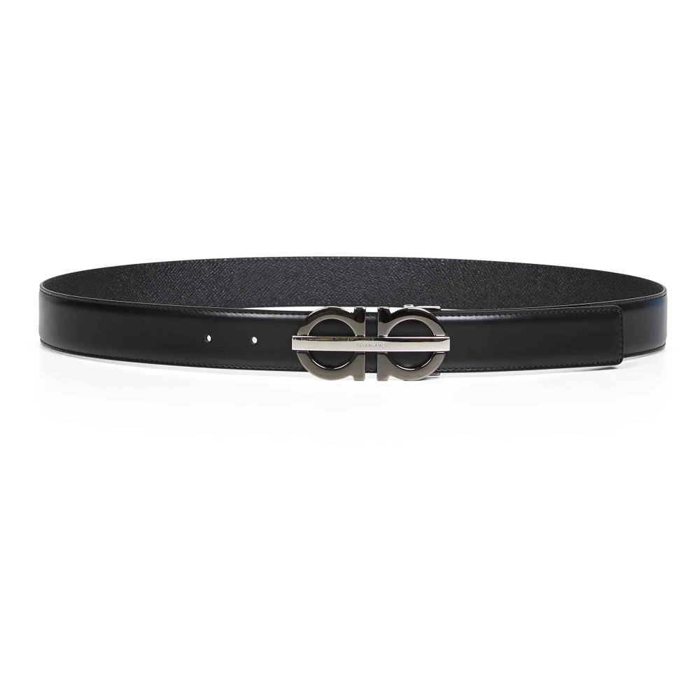 Ferragamo Men's Black Reversible And Adjustable Gancini Belt - Belts - 115 Cm - Accessories