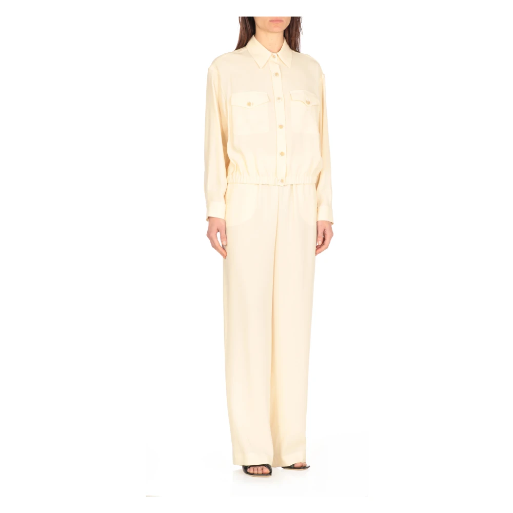 Fabiana Filippi Ivoor Viscose Jas met Helder Details Beige Dames