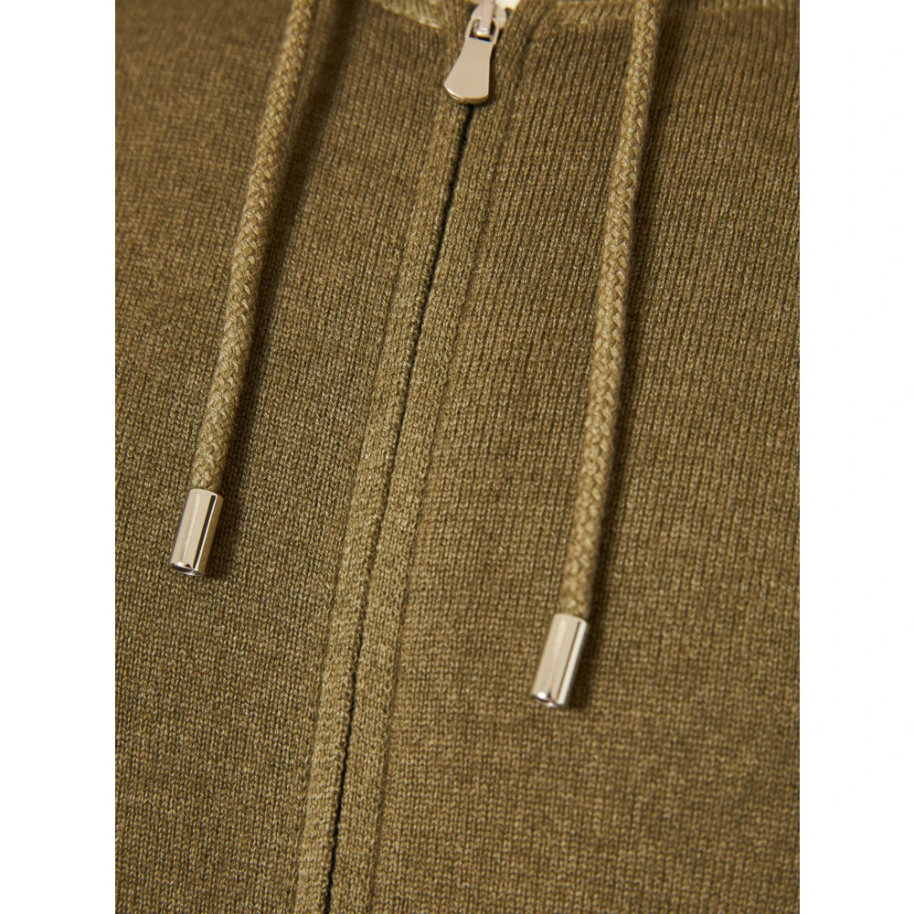 Gran Sasso Luxe Wol Kasjmier Hoodie Volledige Rits Green Heren