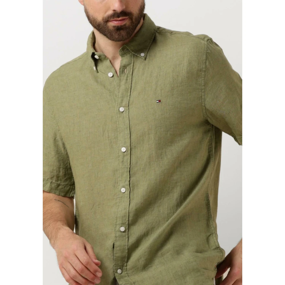 Tommy Hilfiger Pigment Dyed Linnen Shirt Green Heren