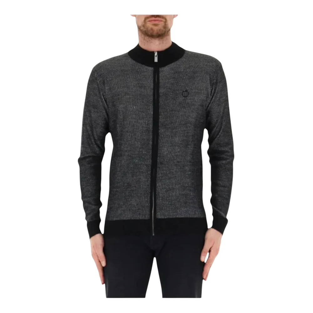 Trussardi Men's Black Zip-Throughs, S, Maglia