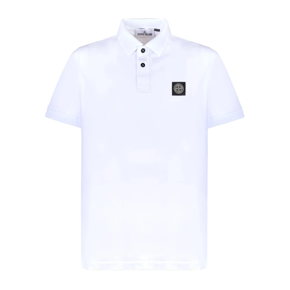 Stone Island Zwarte Polo Shirt met Kompass Logo White Heren