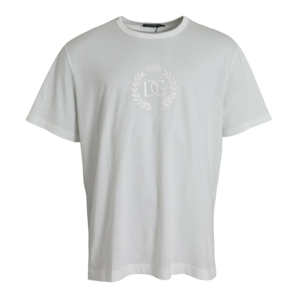 Dolce & Gabbana Wit Katoenen Logo Crewneck T-shirt White Heren