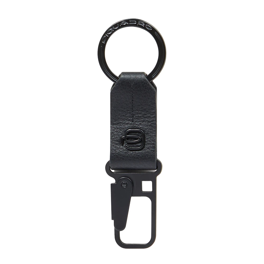 Piquadro Hombre Negro - Llavero Con Mosquetón De Cuero - Accessories - One Size - Llavero Con Mosquetón De Cuero