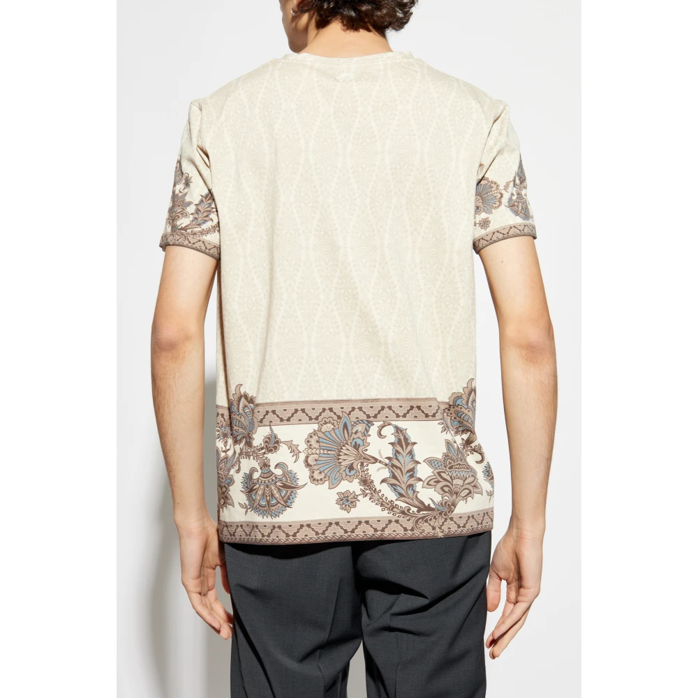 ETRO Katoenen T-shirt met print Beige Heren
