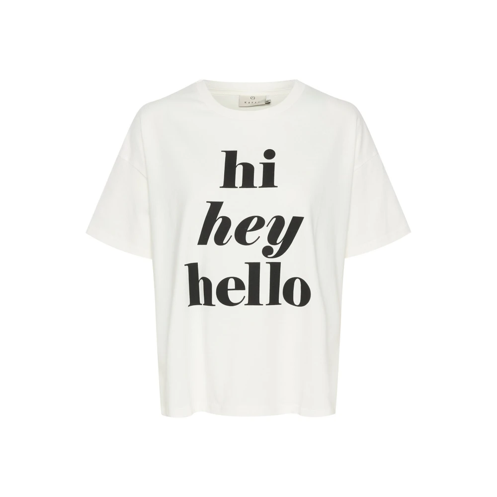Kaffe Grafische Tee Top met Slimme Print White Dames