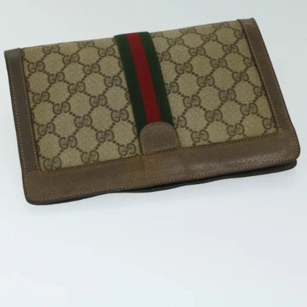 Gucci Vintage Pre-owned Leather clutches Beige Dames