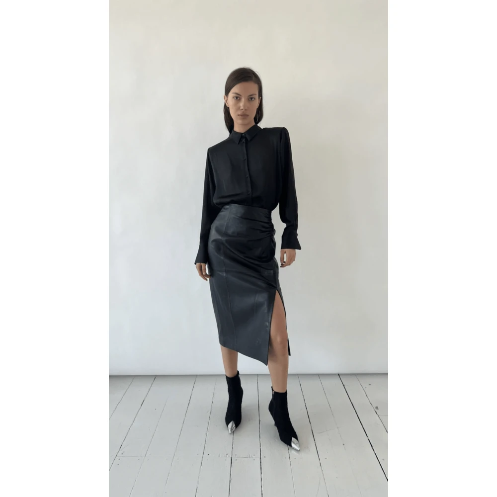 Levete Room Schapenleren Rok Perfecte Pasvorm Black Dames