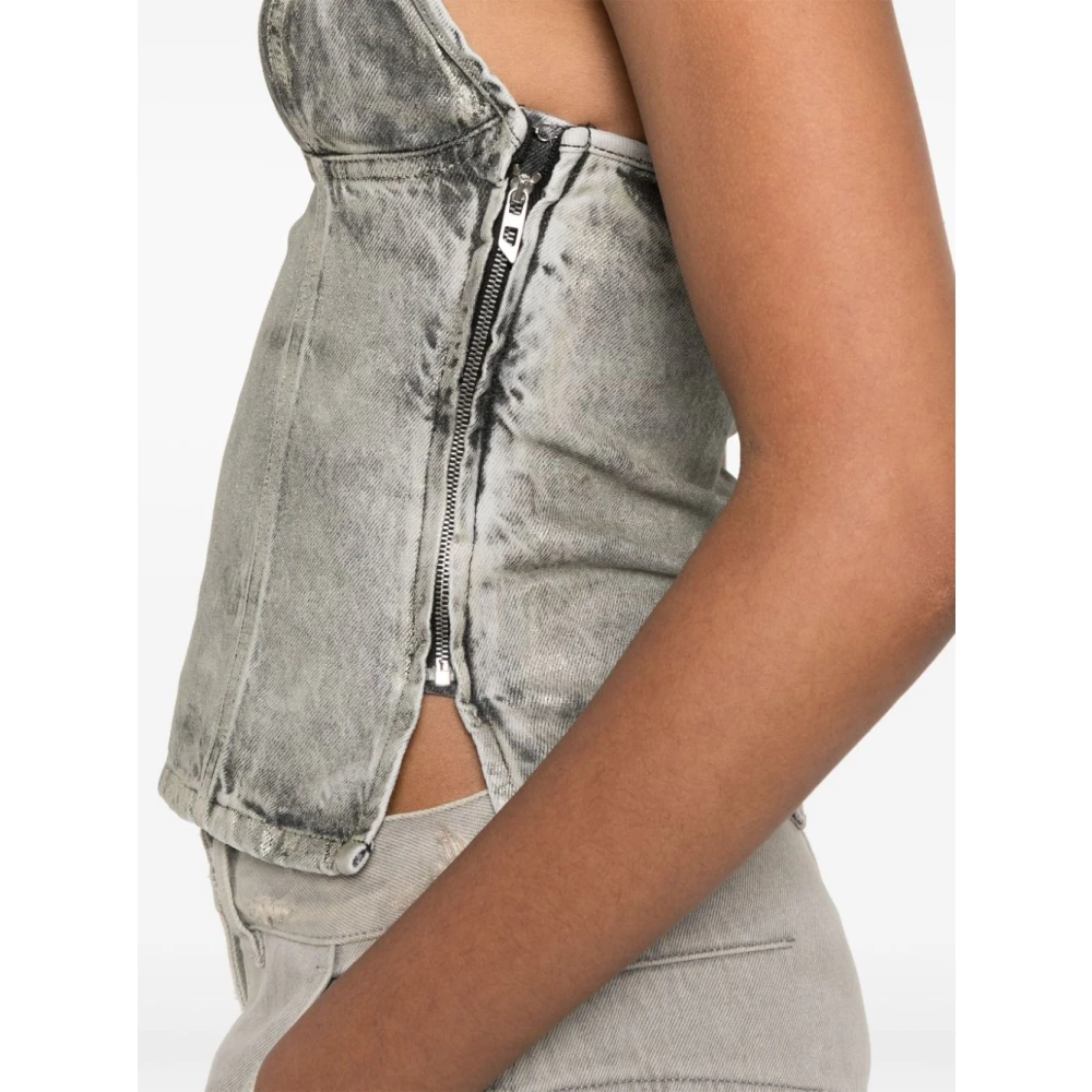 Diesel Grijze V-hals Spaghetti Strap Top Gray Dames