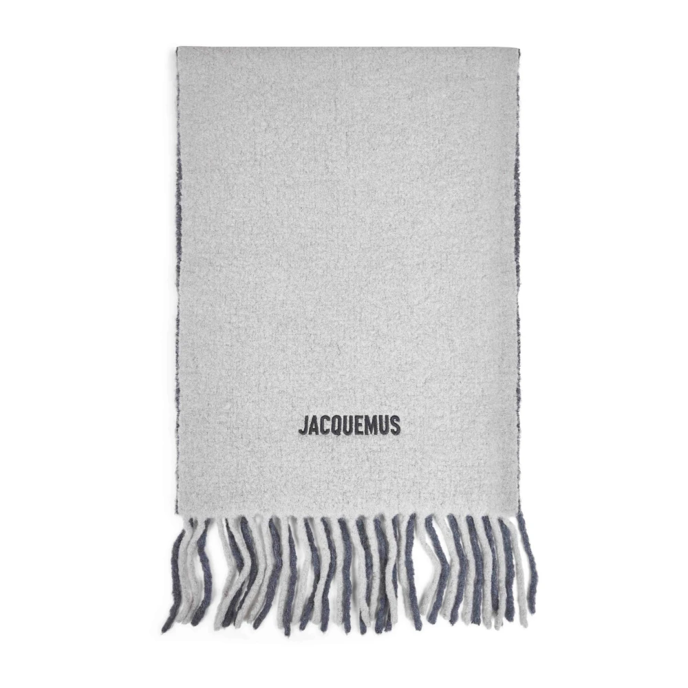 Jacquemus Men's Gray Winter Scarves, One Size, Gradient-Effect Alpaca Wool Scarf