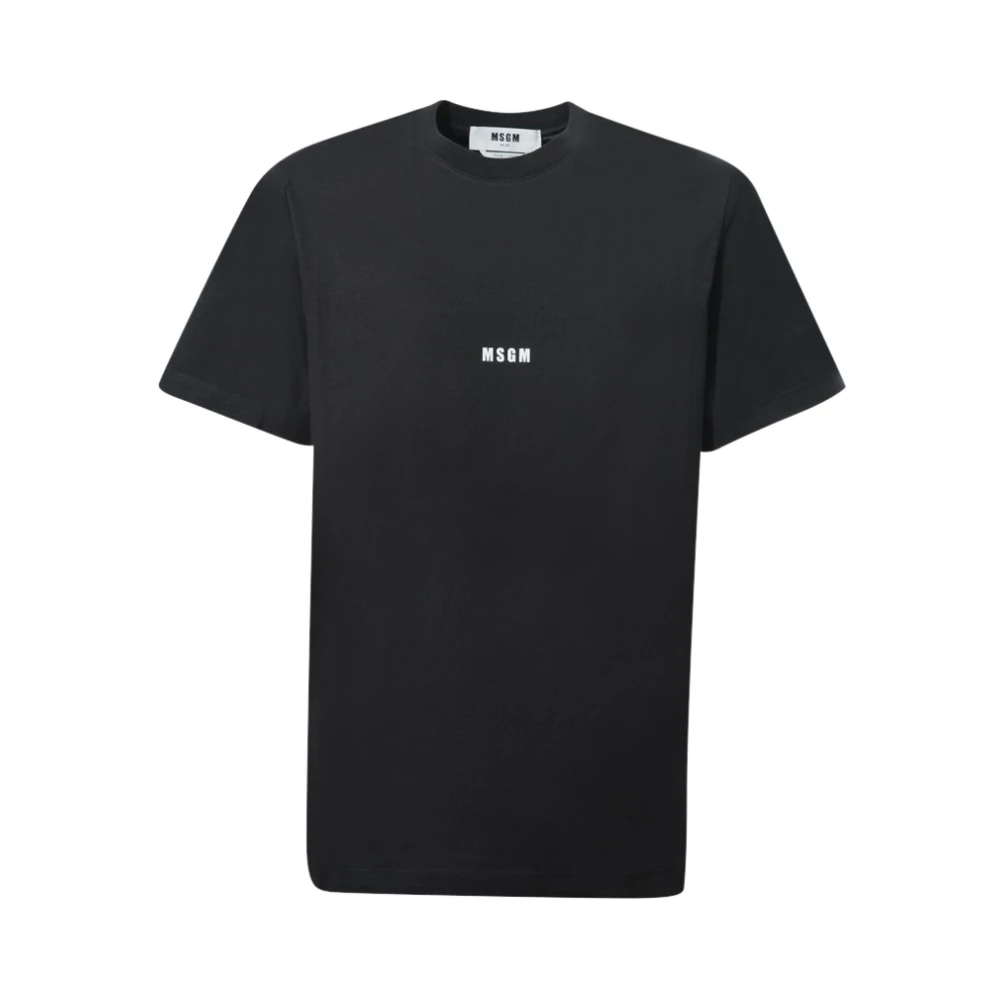 Msgm Men's Black T-Shirts, S, Crew-Neck Cotton T-Shirt
