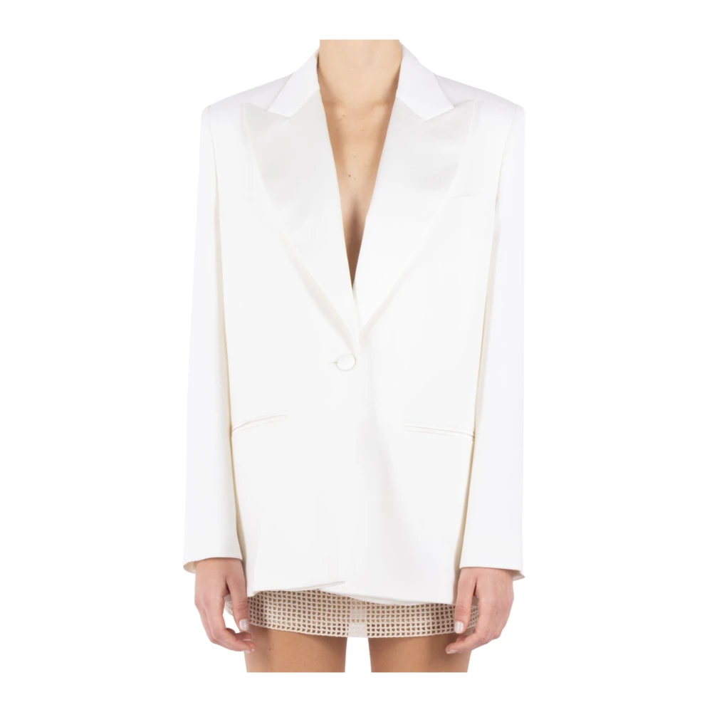Magda Butrym Room Zijde Wol Jas White Dames