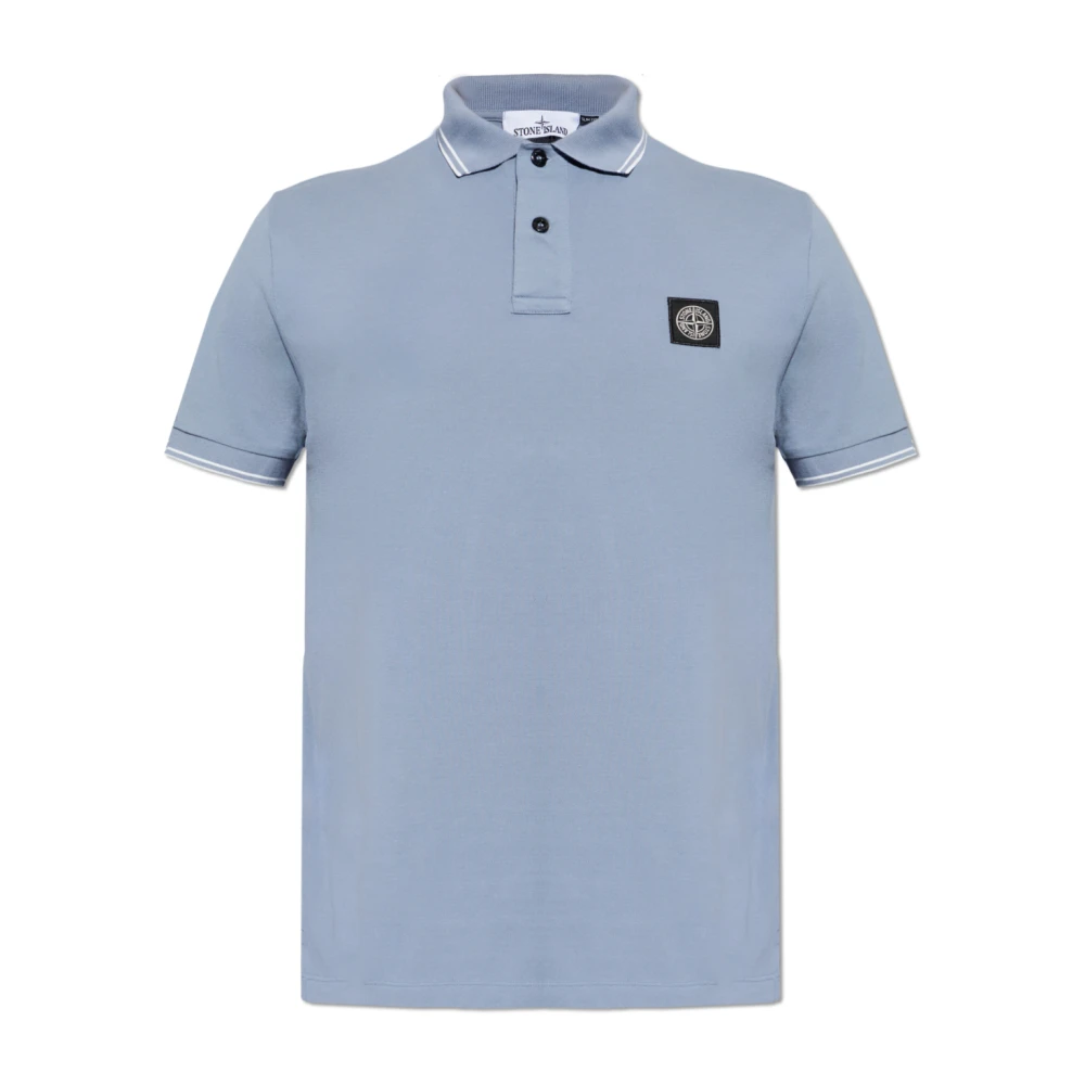 Stone Island Men's Blue Polo Shirts, S, Polo With Logo Patch