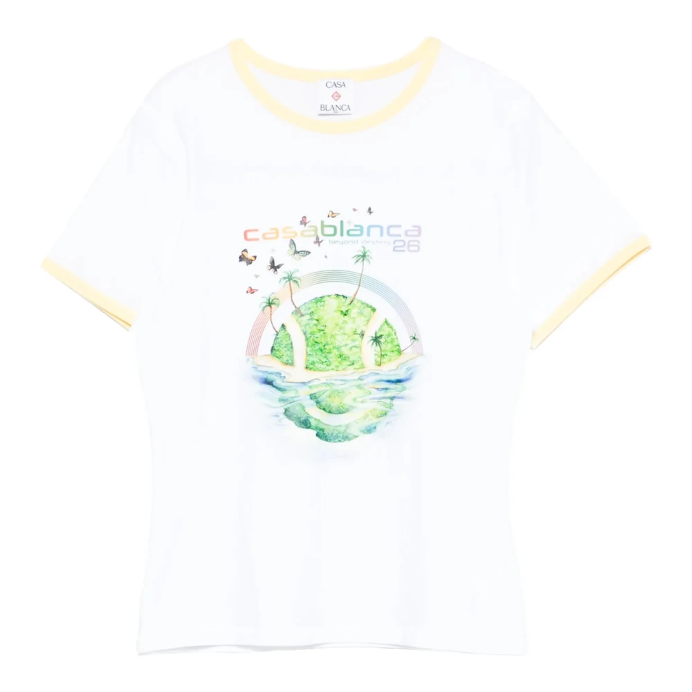Casablanca Women's White T-Shirts, S, Crew Neck T-Shirt