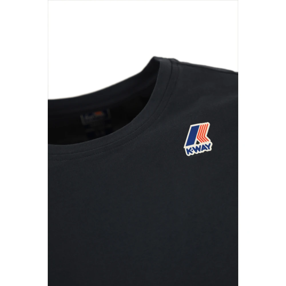 K-way Blauw Katoenen T-shirt met Logoprint Blue Heren