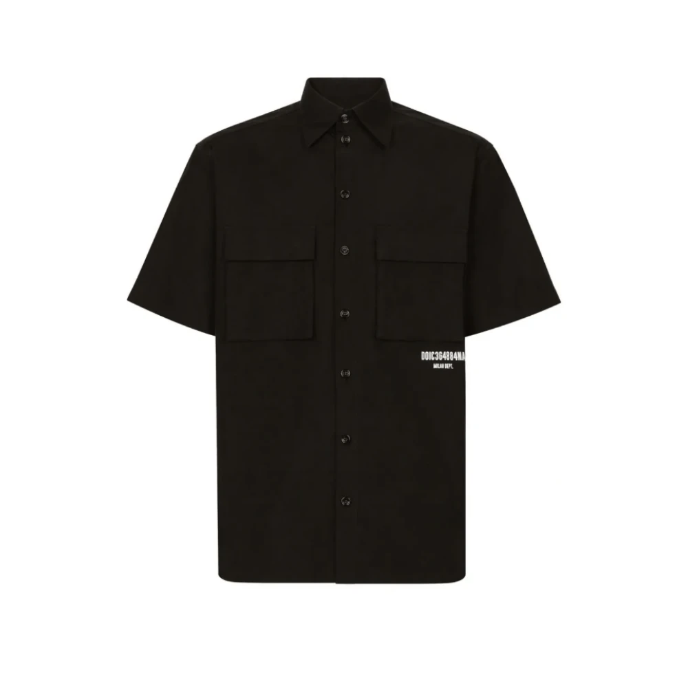 Dolce & Gabbana Zwart Logo Print Katoenen Shirt Black Heren
