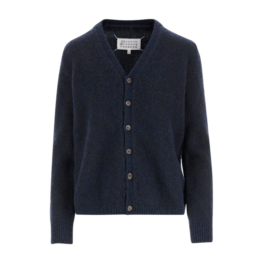 Maison Margiela Women's Blue Wool Blend V-Neck Sweater