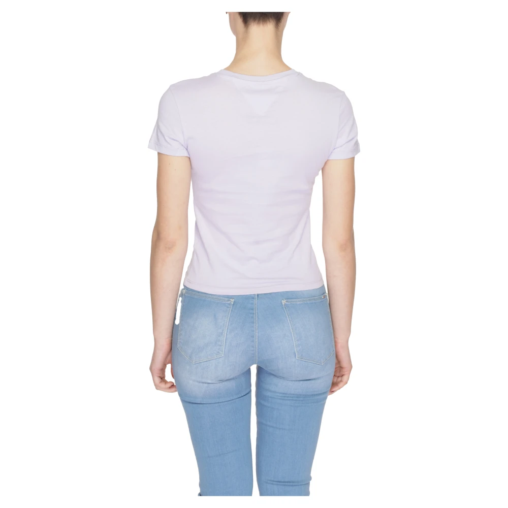 Tommy Jeans Tonal Linea Katoenen T-Shirt Collectie Purple Dames