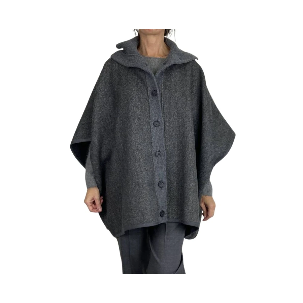 Fabiana Filippi Poncho Jas Neutrale Kleur Gray Dames