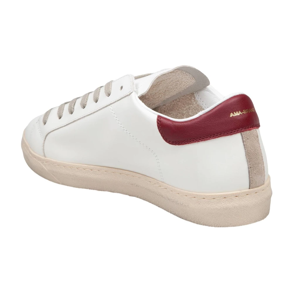 Ama Brand Witte Rode Leren Sneakers met Kleurrijke Details