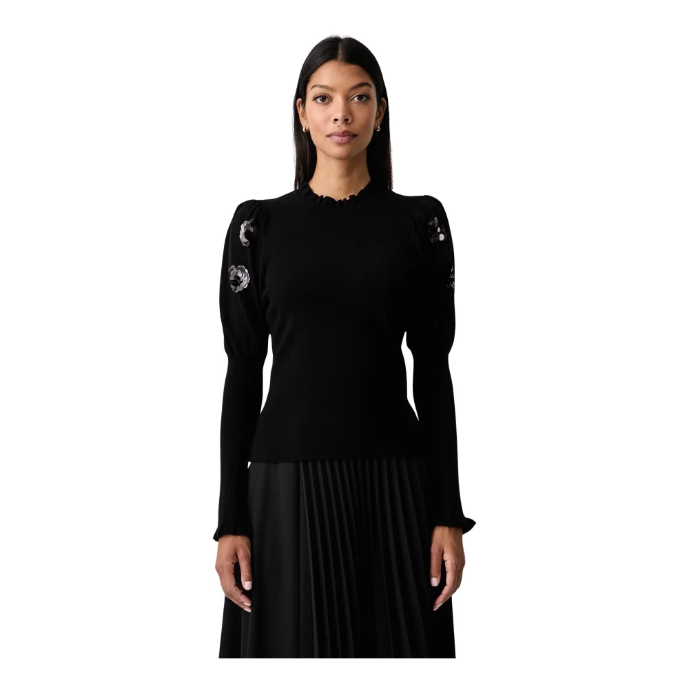 Twinset Donna Nero - Maglione Con Ricamo Di Paillettes - Knitwear - S