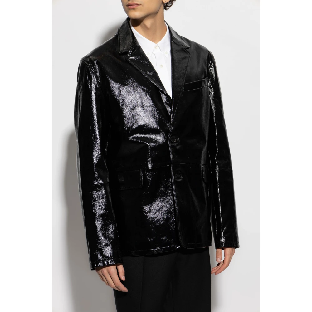 Ami Paris Leren blazer Black Heren