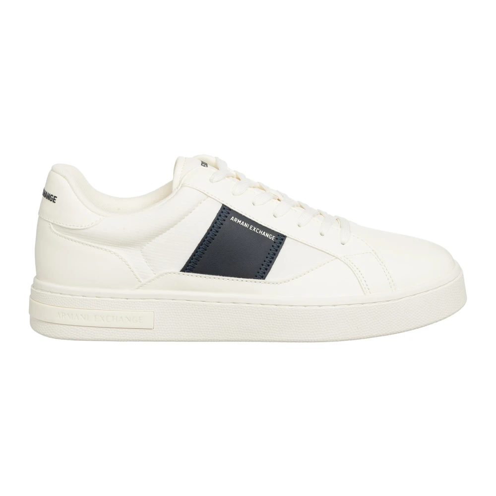 Armani Exchange Men's White Sneakers,, Plain Lace-Up Trainers Size 10 Uk