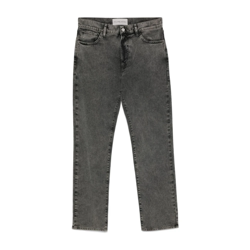 Philippe Model Zwarte Denim Knoopsluiting Broek Black Heren