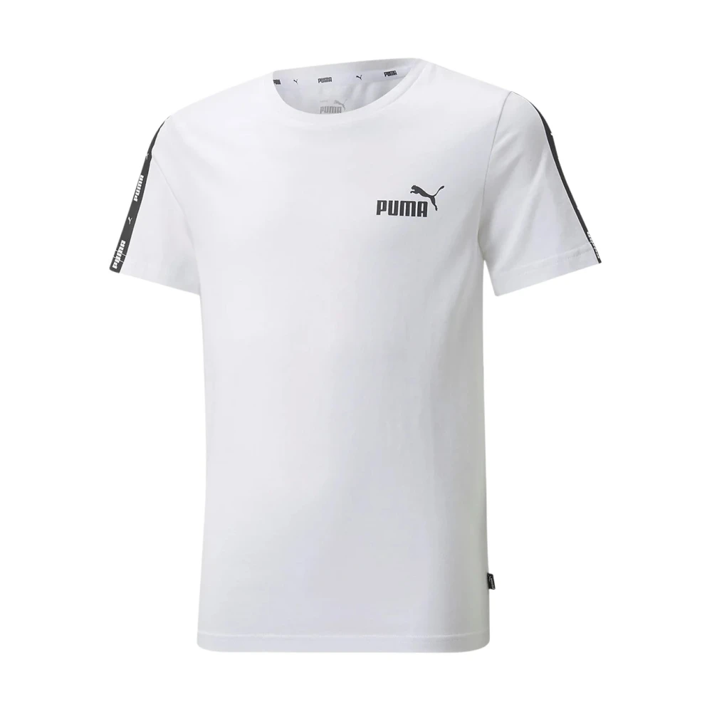 Puma Wit en Zwart Logo Tape T-shirt White Dames