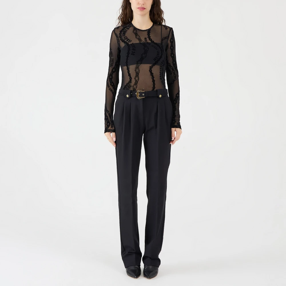 Versace Jeans Couture Zwarte Sigarettenbroek met Pincetten Black Dames