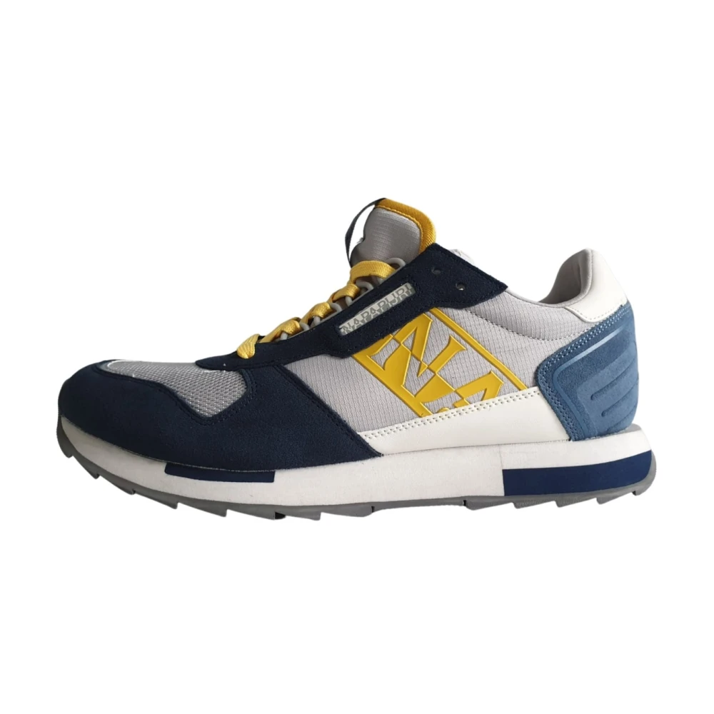 Napapijri Men's Multicolor Gray Leather Trainers Lace-Up Style - Sneakers - 9 Uk - Shoes