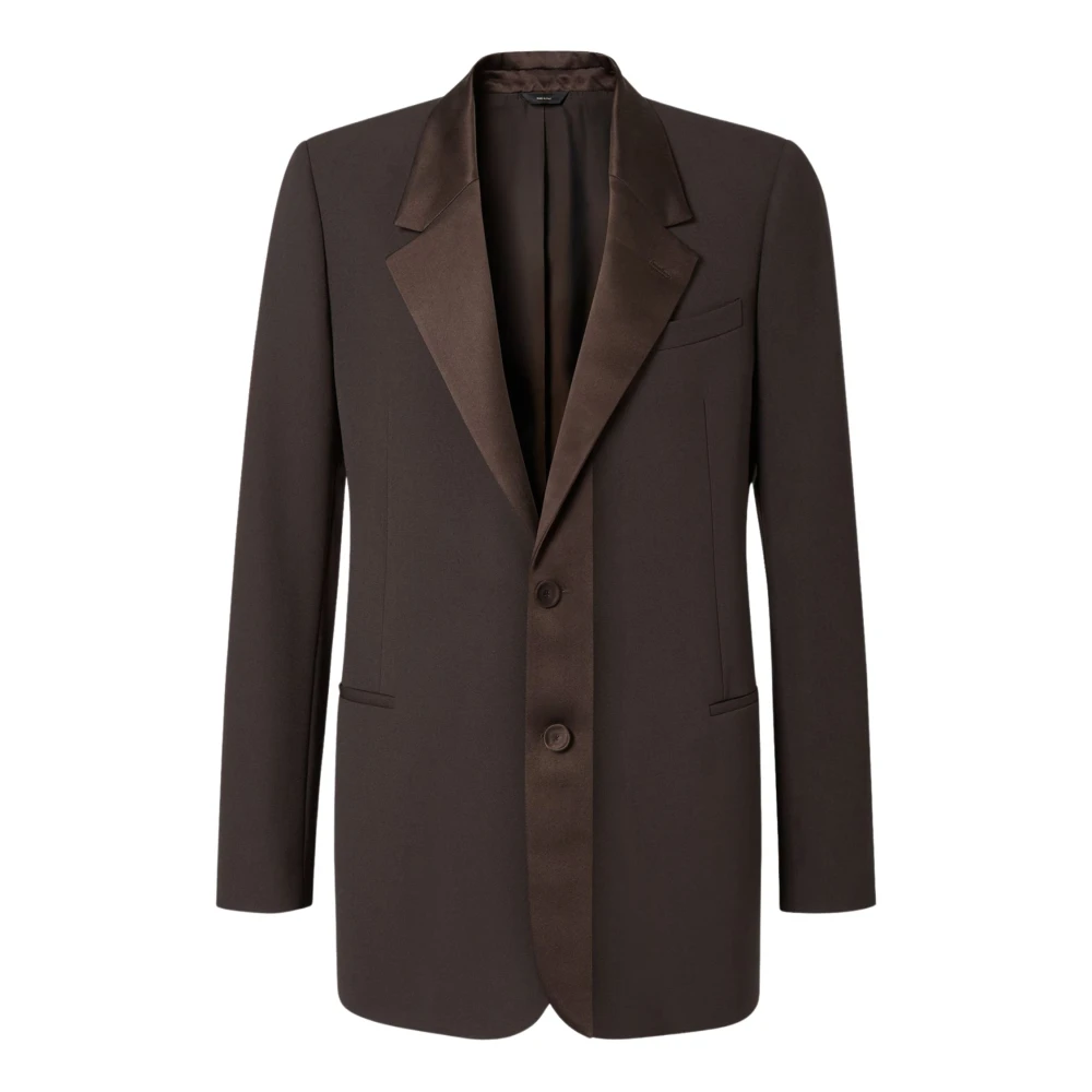 Fendi , Blazers, Male, Brown, M, Single-Breasted Wool Crêpe Blazer - Image 3