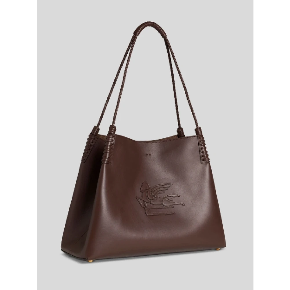 ETRO Bruine leren boodschappentas met Pegasus Brown Dames
